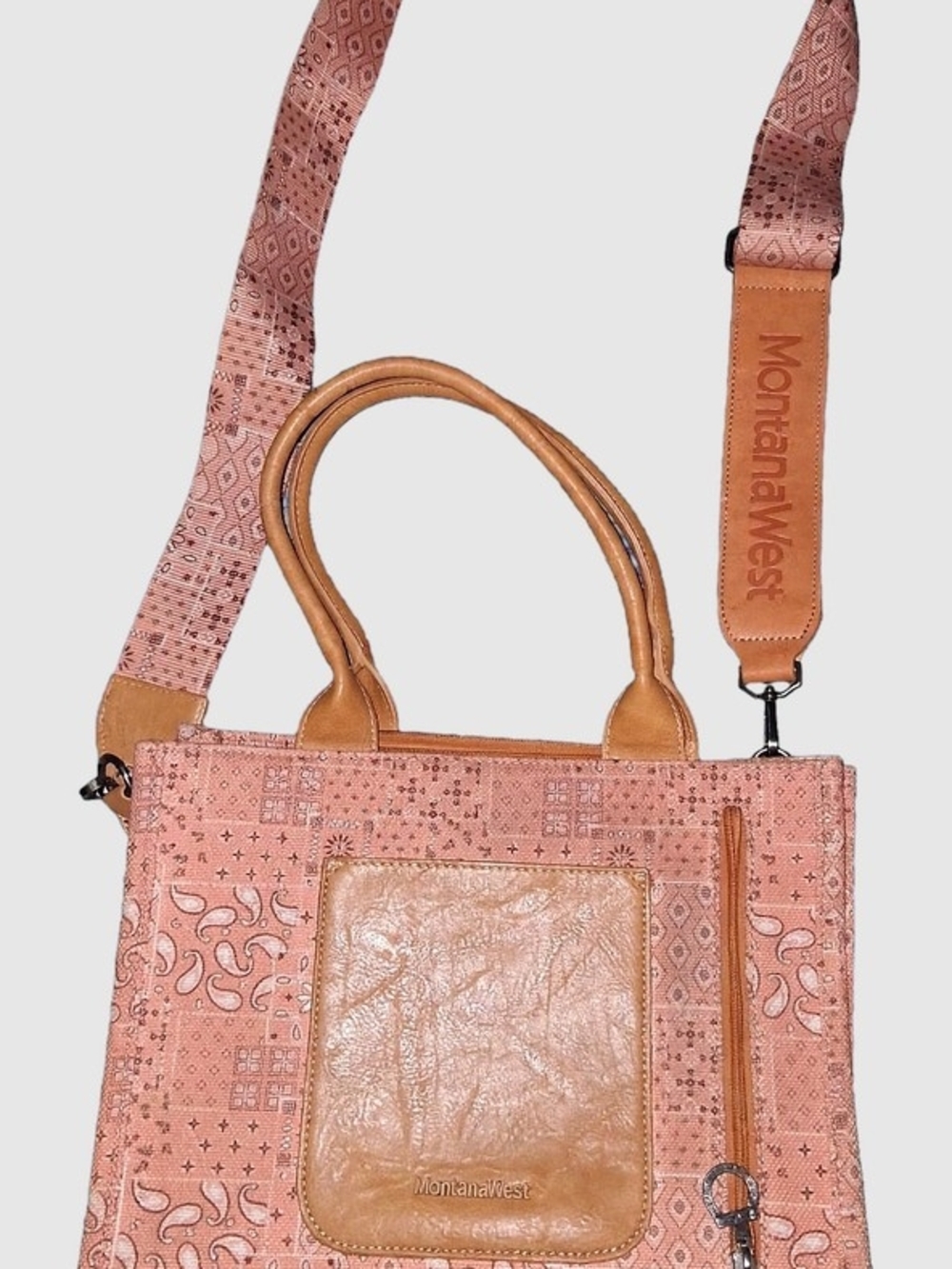 Montana West Pink Bandana Paisley Concealed Carry Tote Crossbody Bag
